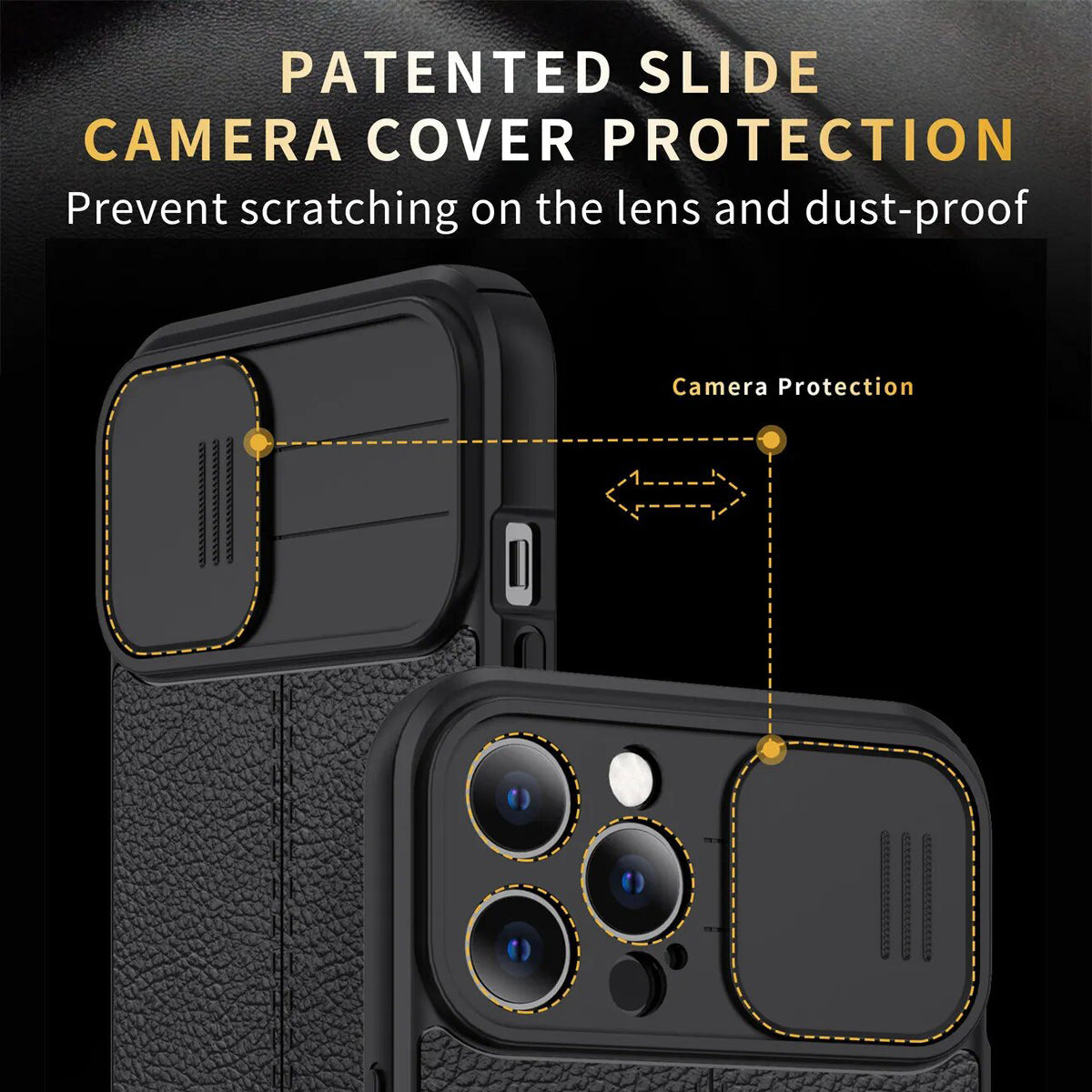 PhoneBits Ultra-Protective Leather Matte Look MagSafe Case with Camera Slide Cover for iPhone, Shockproof iPhone Case Compatible with MagSafe Chargers, Magnetic Wireless Charging Mobile Phone Case, Back Case Cover