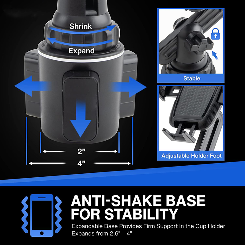 PhoneBits In Car Cup Holder Mobile Phone Mount, Phone Holder Cup Mount, Mobile Phone Holder for Car