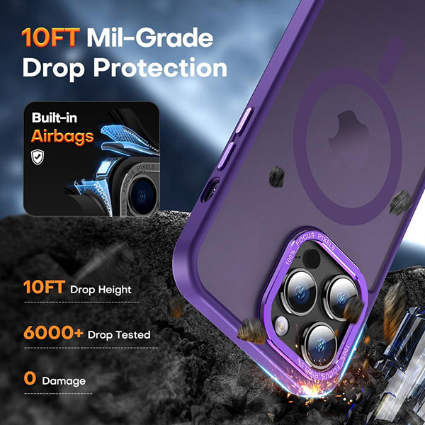 PhoneBits Protective Translucent MagSafe Case for iPhone with Chromed Camera Edge, Shockproof iPhone Case, Mobile Phone Case Compatible with MagSafe Chargers, Magnetic Wireless Charging Back Phone Case Cover