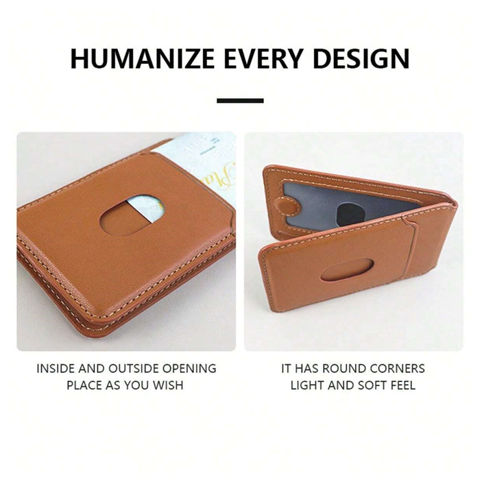 PhoneBits Leather MagSafe iPhone Back Wallet & Card Holder, Magnetic Wallet with Card Slot for Phone, Protective Shockproof Foldable Stand Compatible with iPhone, Mobile Phone Card Holder & Wallet for iPhone 16 Series