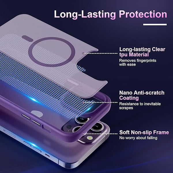 PhoneBits Protective Translucent MagSafe Case for iPhone with Chromed Camera Edge, Shockproof iPhone Case, Mobile Phone Case Compatible with MagSafe Chargers, Magnetic Wireless Charging Back Phone Case Cover