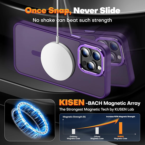 PhoneBits Protective Translucent MagSafe Case for iPhone with Chromed Camera Edge, Shockproof iPhone Case, Mobile Phone Case Compatible with MagSafe Chargers, Magnetic Wireless Charging Back Phone Case Cover