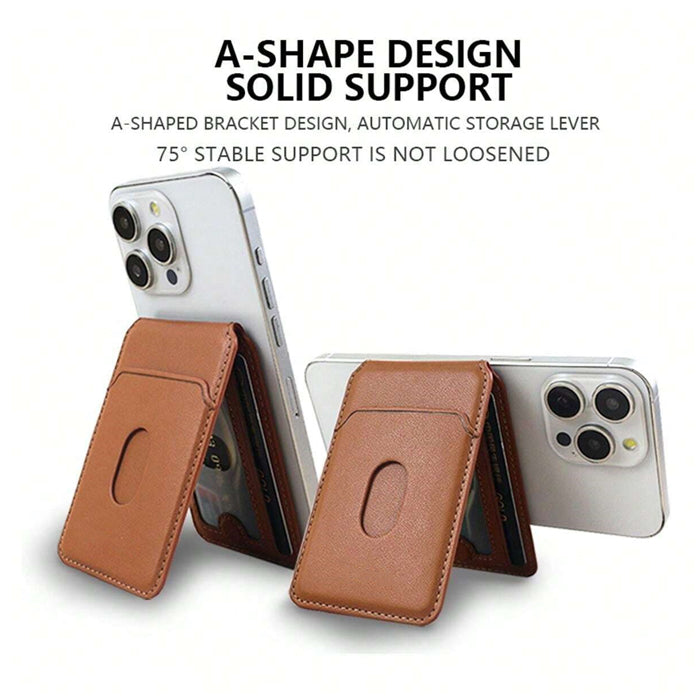 PhoneBits Leather MagSafe iPhone Back Wallet & Card Holder, Magnetic Wallet with Card Slot for Phone, Protective Shockproof Foldable Stand Compatible with iPhone, Mobile Phone Card Holder & Wallet for iPhone 16 Series