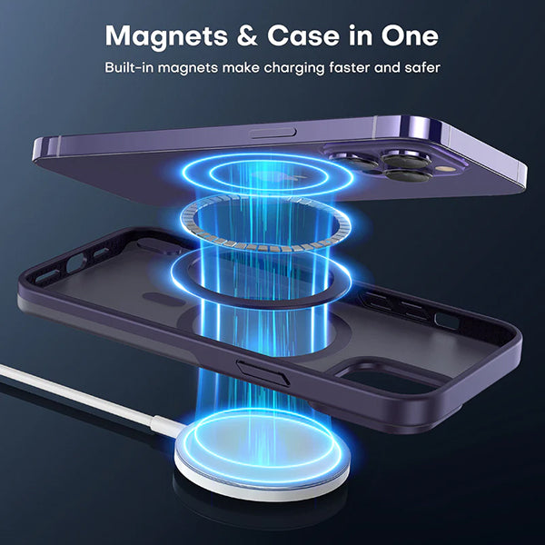 PhoneBits Protective Translucent MagSafe Case for iPhone with Chromed Camera Edge, Shockproof iPhone Case, Mobile Phone Case Compatible with MagSafe Chargers, Magnetic Wireless Charging Back Phone Case Cover