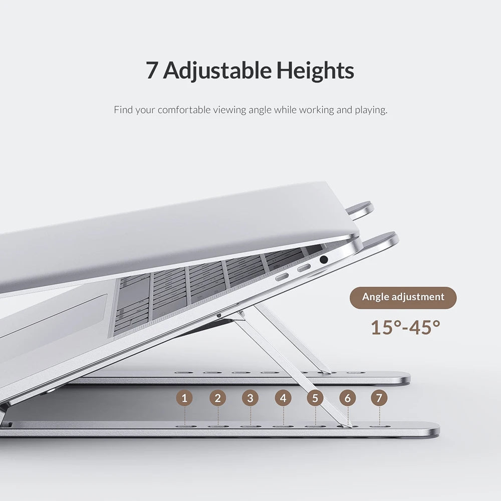 PhoneBits Laptop Stand, 6 Levels of Height Adjustable Portable Laptop Holder for Desk, Aluminum Foldable Laptop Holder, Compatible with All Laptops and Tablets