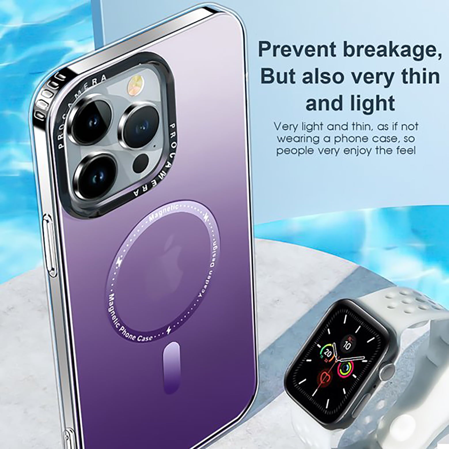 PhoneBits Ultra-Protective Twin-Color Gradient MagSafe Case for iPhone with Chromed Camera Edge, Shockproof iPhone Case Compatible with MagSafe Chargers, Magnetic Wireless Charging Mobile Phone Back Case Cover