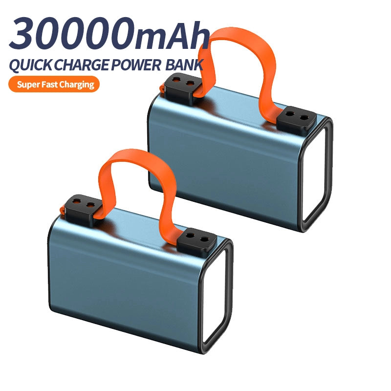 PhoneBits Portable Power Bank 30000mAh with Dual Type-C & USB-A Ports, Portable Charger Power Bank with Digital LED Screen & Torch, PD Fast Charging Power Bank with Holding Strap for iPhone/Smartphone