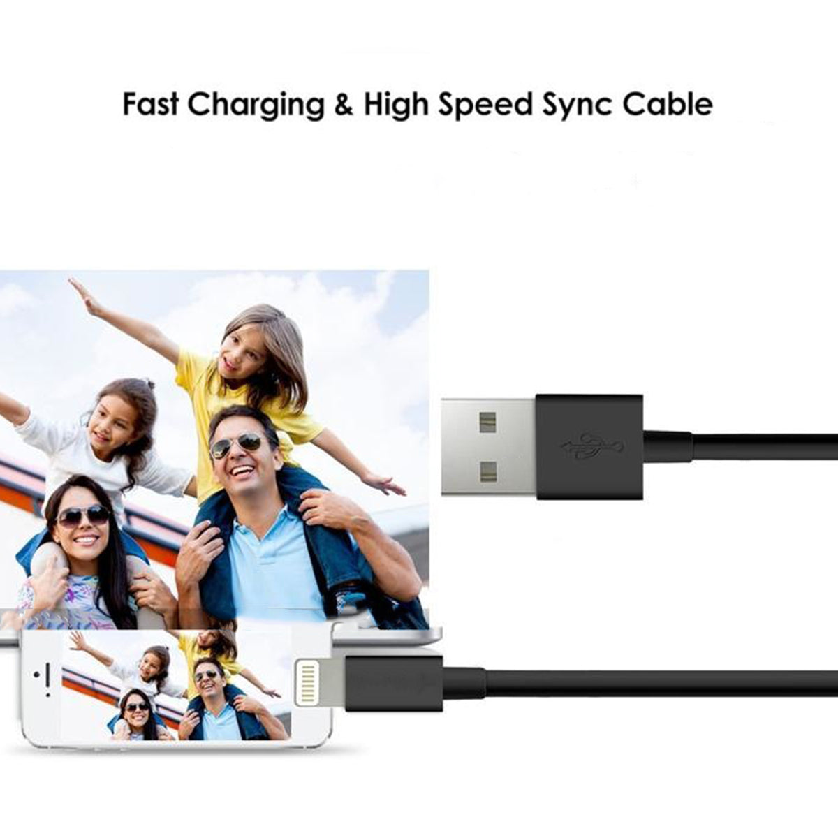 Budi USB to Lightning Charger Cable, Lightning Phone Charging & Data Cable, USB to iPhone Charging Adapter Cable, Fast USB to Lightning Charger Cord & Data Sync Cable for iPhone