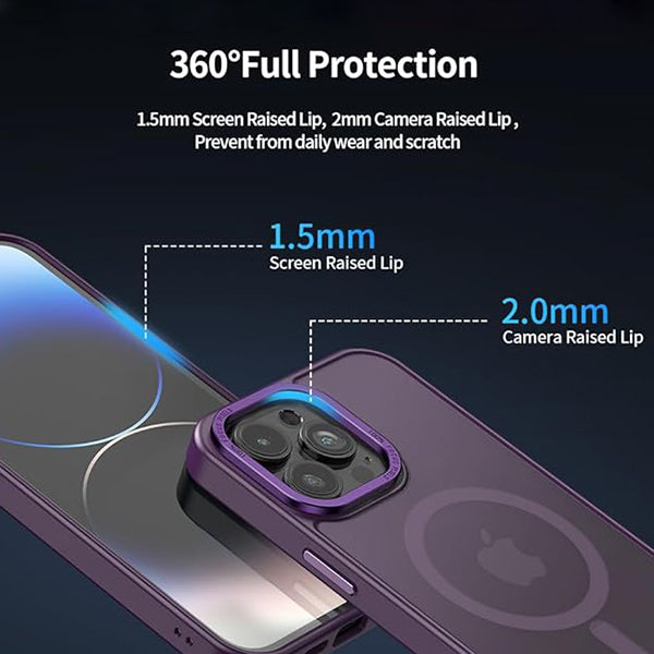 PhoneBits Protective Translucent MagSafe Case for iPhone with Chromed Camera Edge, Shockproof iPhone Case, Mobile Phone Case Compatible with MagSafe Chargers, Magnetic Wireless Charging Back Phone Case Cover