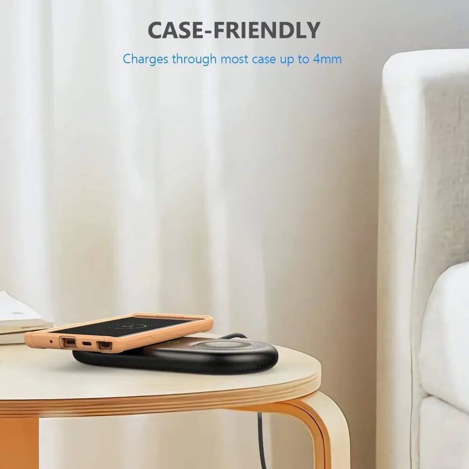 Budi 2 in 1 Wireless Charging Pad, Portable Dual Charging Station