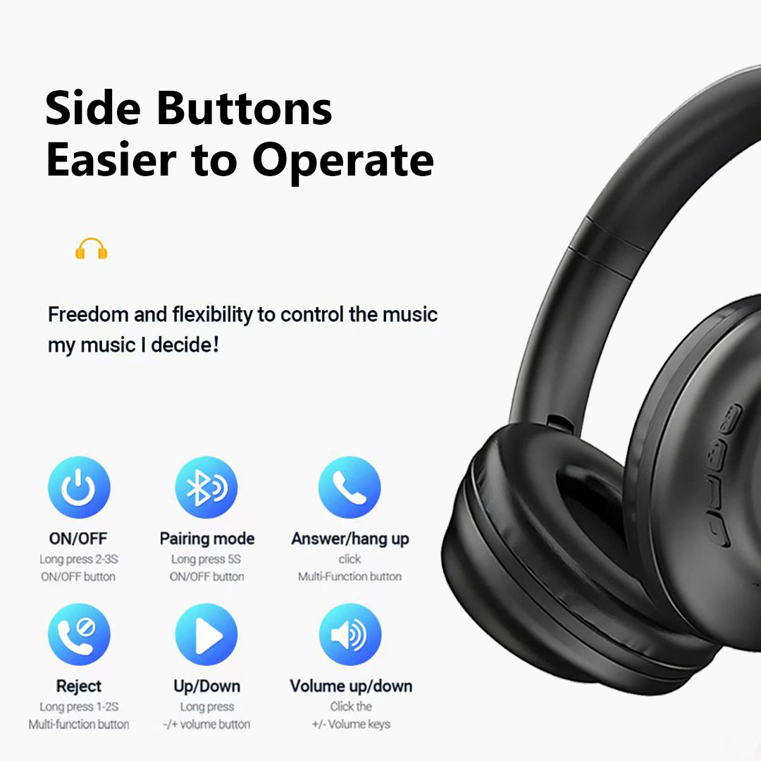 PhoneBits Smart High-Quality Wireless Bluetooth Heavy-Bass Foldable Over-Ear Headset
