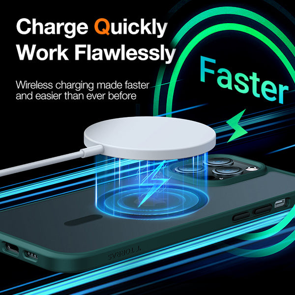 PhoneBits Protective Translucent MagSafe Case for iPhone with Chromed Camera Edge, Shockproof iPhone Case, Mobile Phone Case Compatible with MagSafe Chargers, Magnetic Wireless Charging Back Phone Case Cover