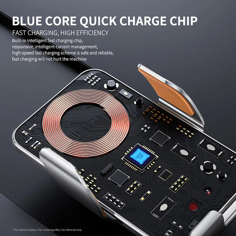 Budi Wireless Charging Car Phone Holder, Dashboard Mobile Phone Holder for Car, Wireless Car Charger, Wireless Charging Mount, Car Phone Mount