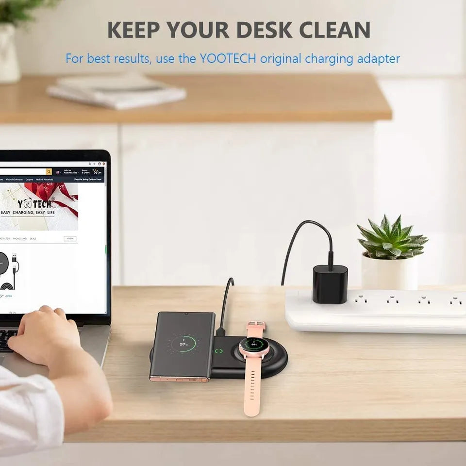 Budi 2 in 1 Wireless Charging Pad, Portable Dual Charging Station