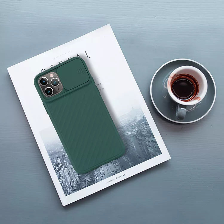 PhoneBits Ultra-Slim Soft TPU Silicone iPhone Case with Camera Slide Cover, Shockproof Phone Case Compatible with iPhone, Ultra Protective Mobile Phone Case for iPhone, iPhone Back Case Cover
