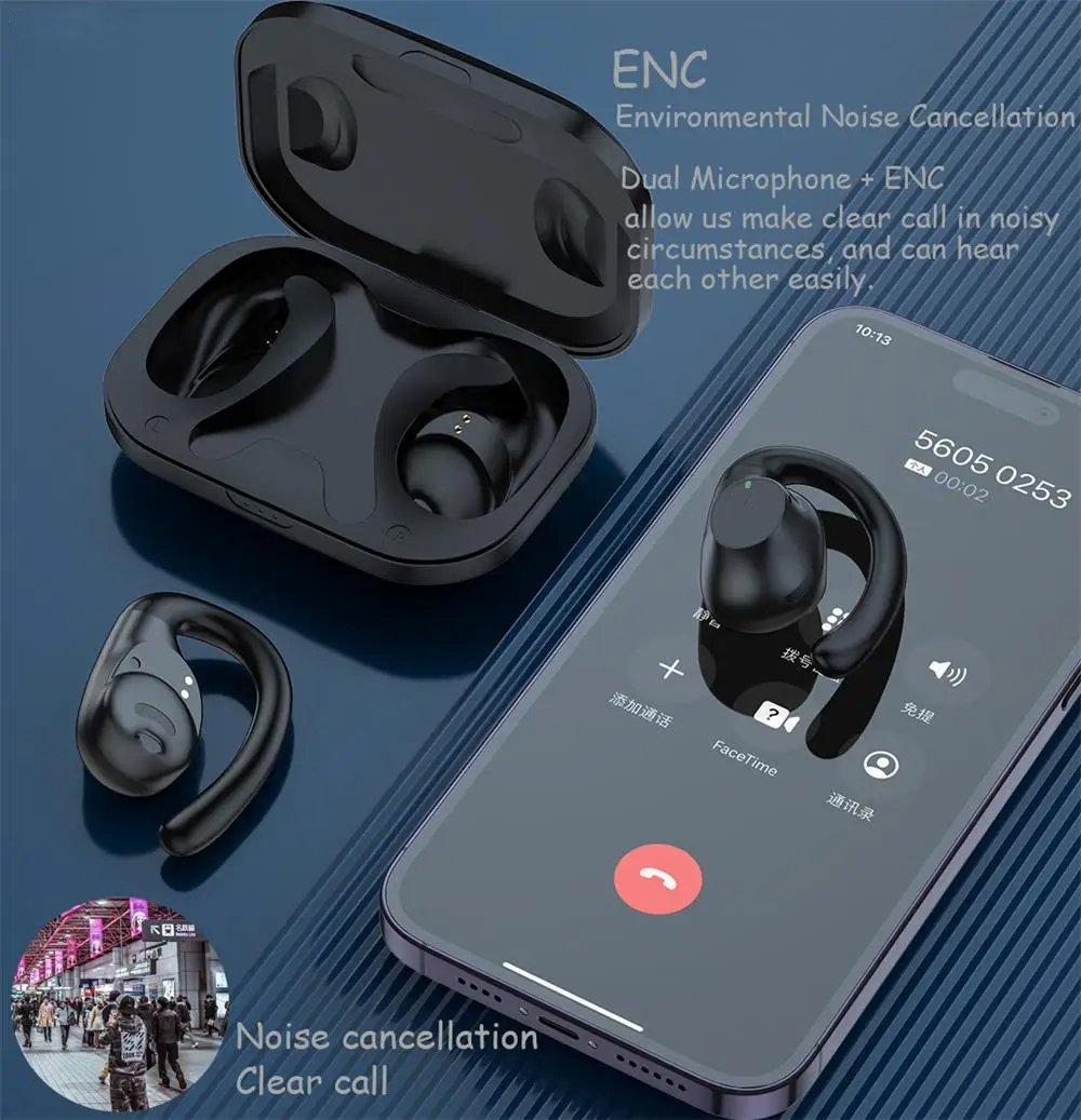 Budi Over The Ear Earbuds | True Wireless Bluetooth HD Stereo-Bass Open-Ear Earbuds with Built-In Mic