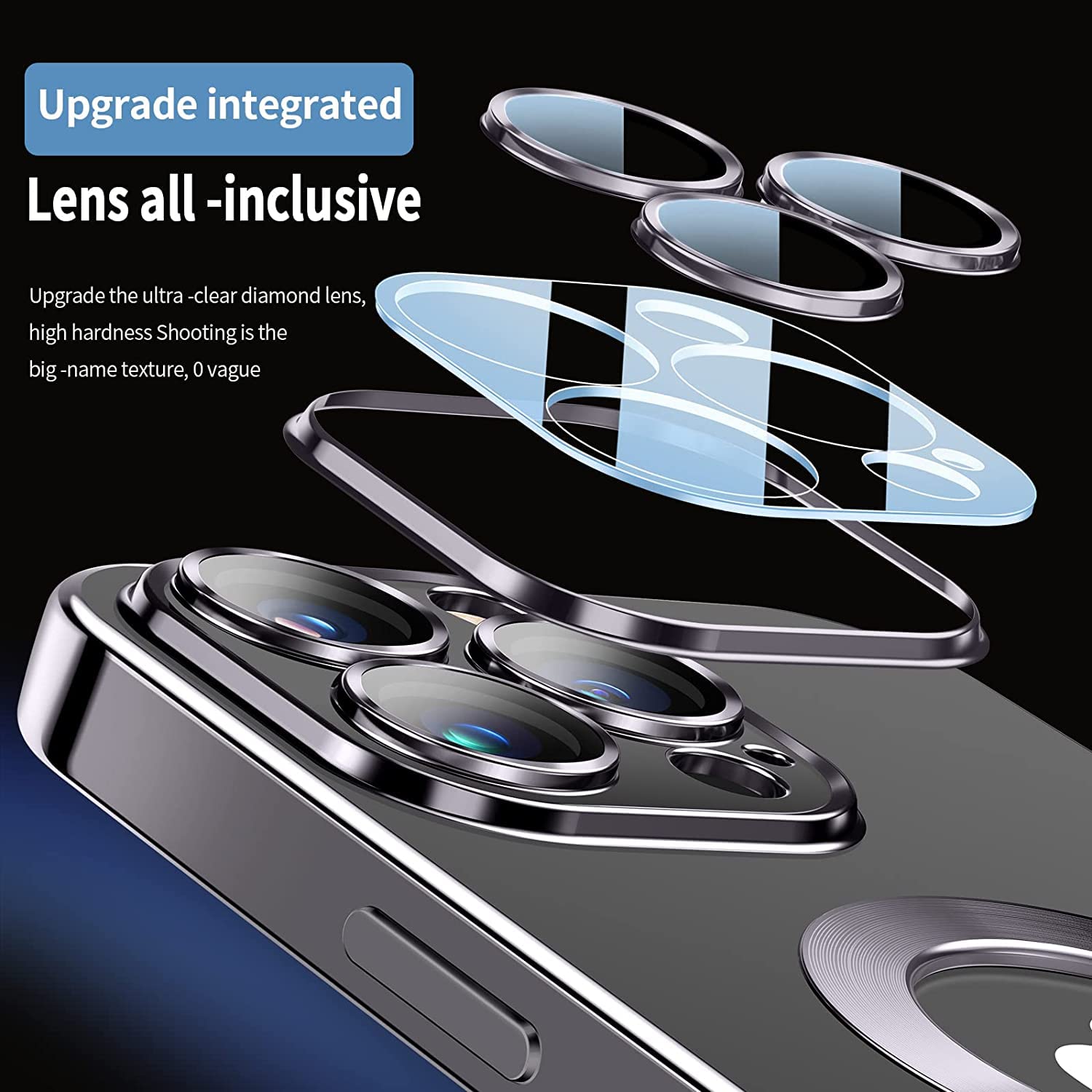PhoneBits Crystal Clear MagSafe Case for iPhone with Camera Lens Protection, TPU Transparent Shockproof iPhone Case Compatible with iPhone MagSafe Wireless Chargers, Protective Magnetic Phone Back Case Cover with Wireless Charging Ring