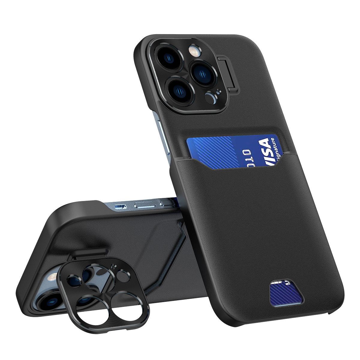 PhoneBits Ultra Protective Leather Wallet Case for iPhone with Card Holder & Kickstand Camera Lens Protector, Shockproof iPhone Case, Mobile Phone Wallet Back Case Cover Compatible with iPhone