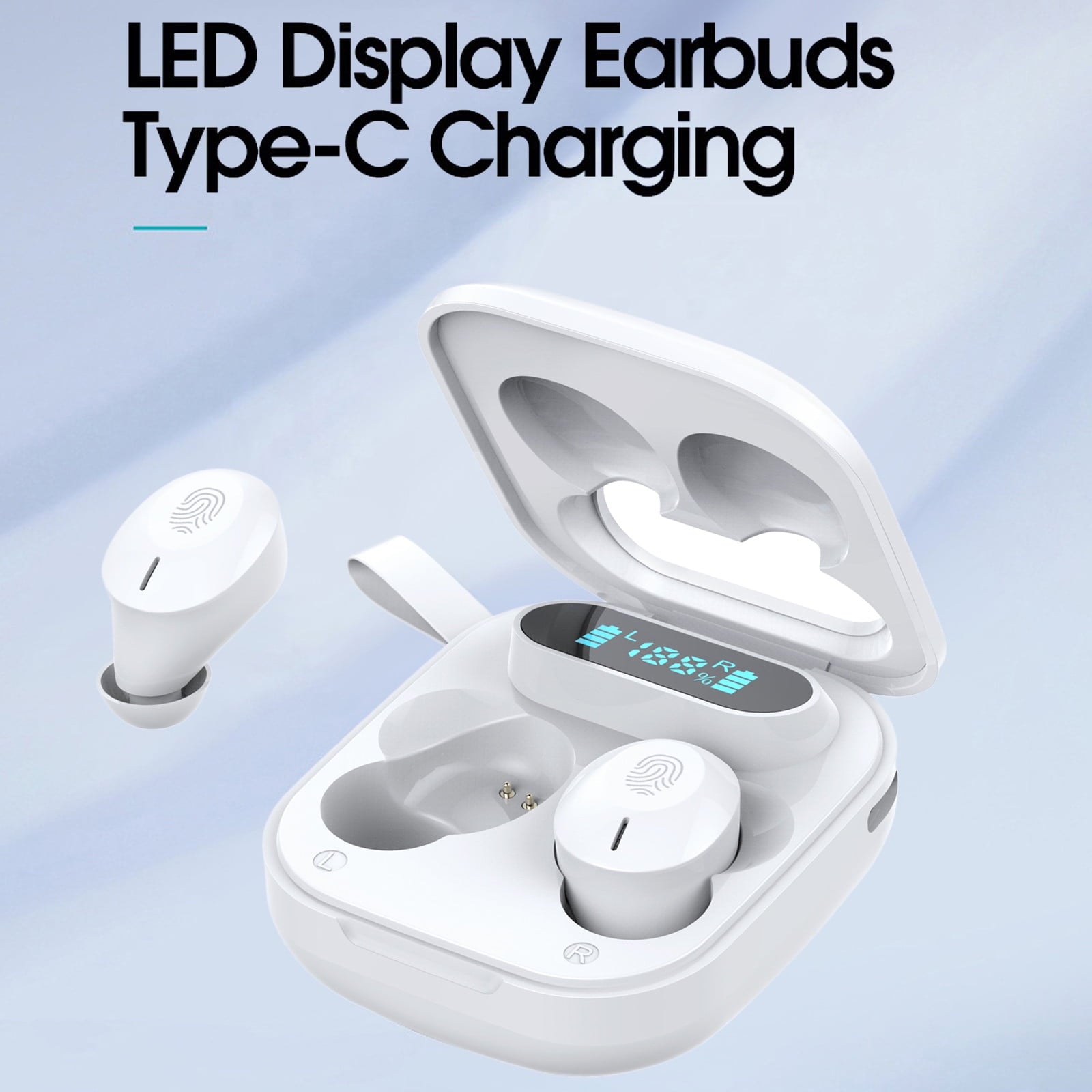 Earldom Latest True Wireless Bluetooth In-Ear Mini Earbuds with Touch Control and Digital Display