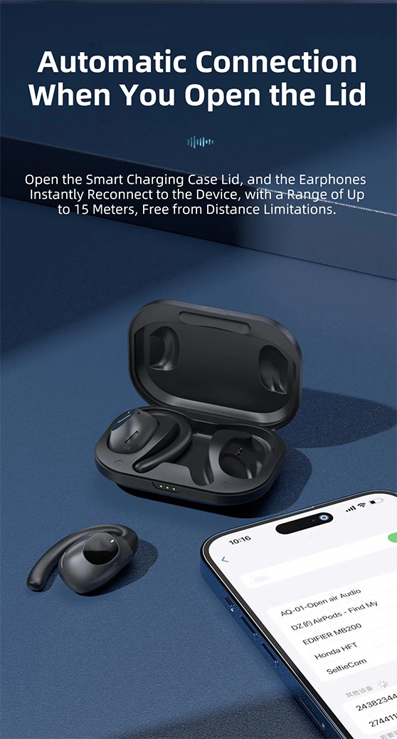 Budi Over The Ear Earbuds | True Wireless Bluetooth HD Stereo-Bass Open-Ear Earbuds with Built-In Mic