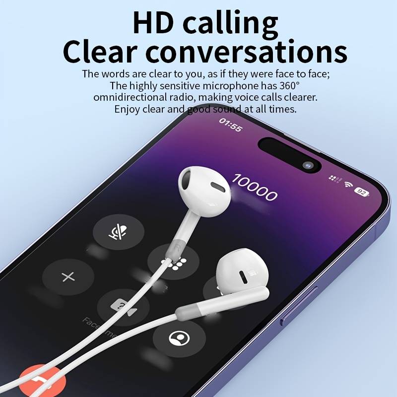 Budi Wired Earphones with Mic, Type C wired In Ear Earphones, Noise Cancelling Earphones