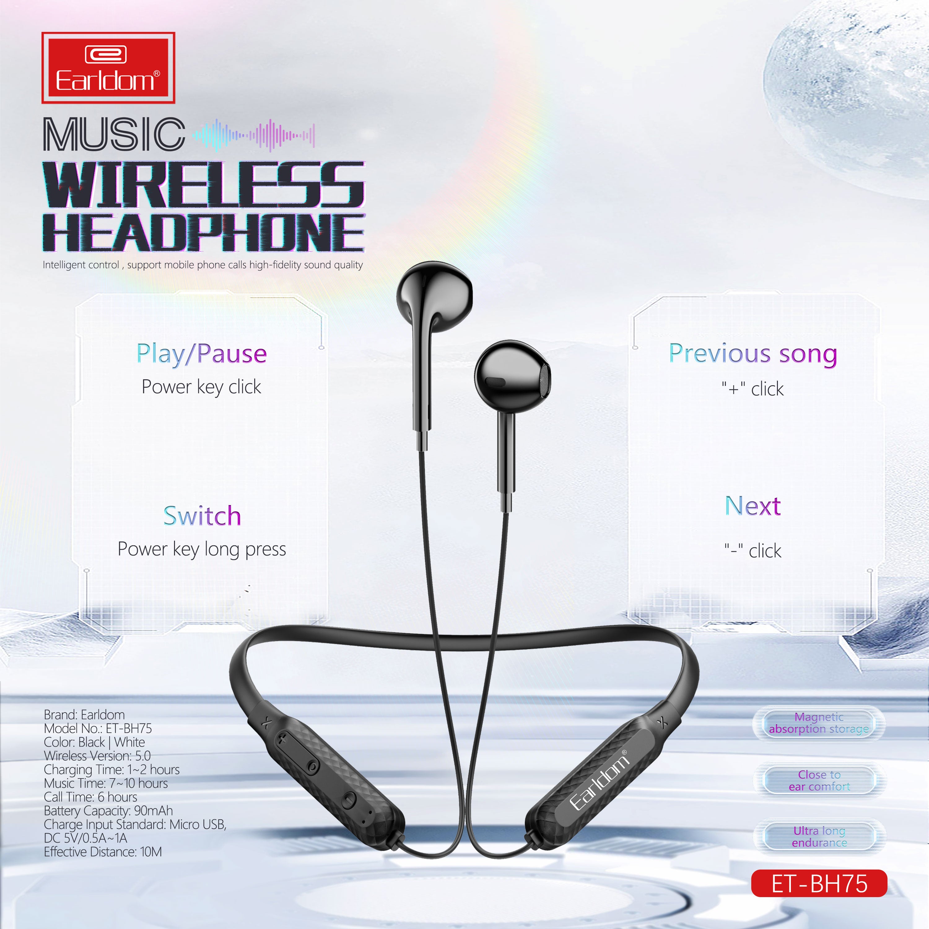 Earldom Music Wireless Headphones Model BH75