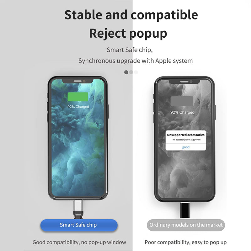 PhoneBits 2 In 1 Lightning Splitter with Audio & Phone Charge Adapter, Fast iPhone Charging Braided Cable with Dual Female Lightning Music & Charge Adapter, 8 Pin Connector/ Cable for iPhone with Lightning Headphone & Charging Ports