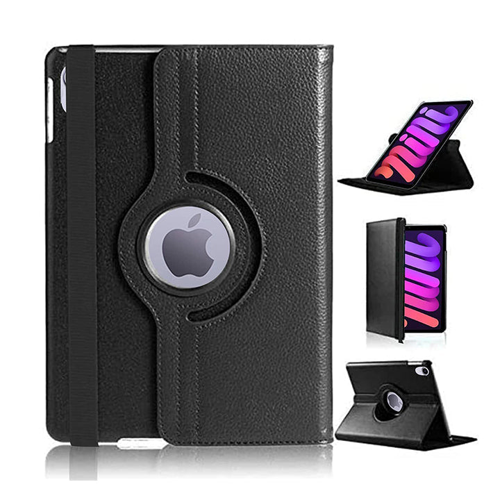 Leather Rotating Stand Cover for iPad, Swivel Cover-Black