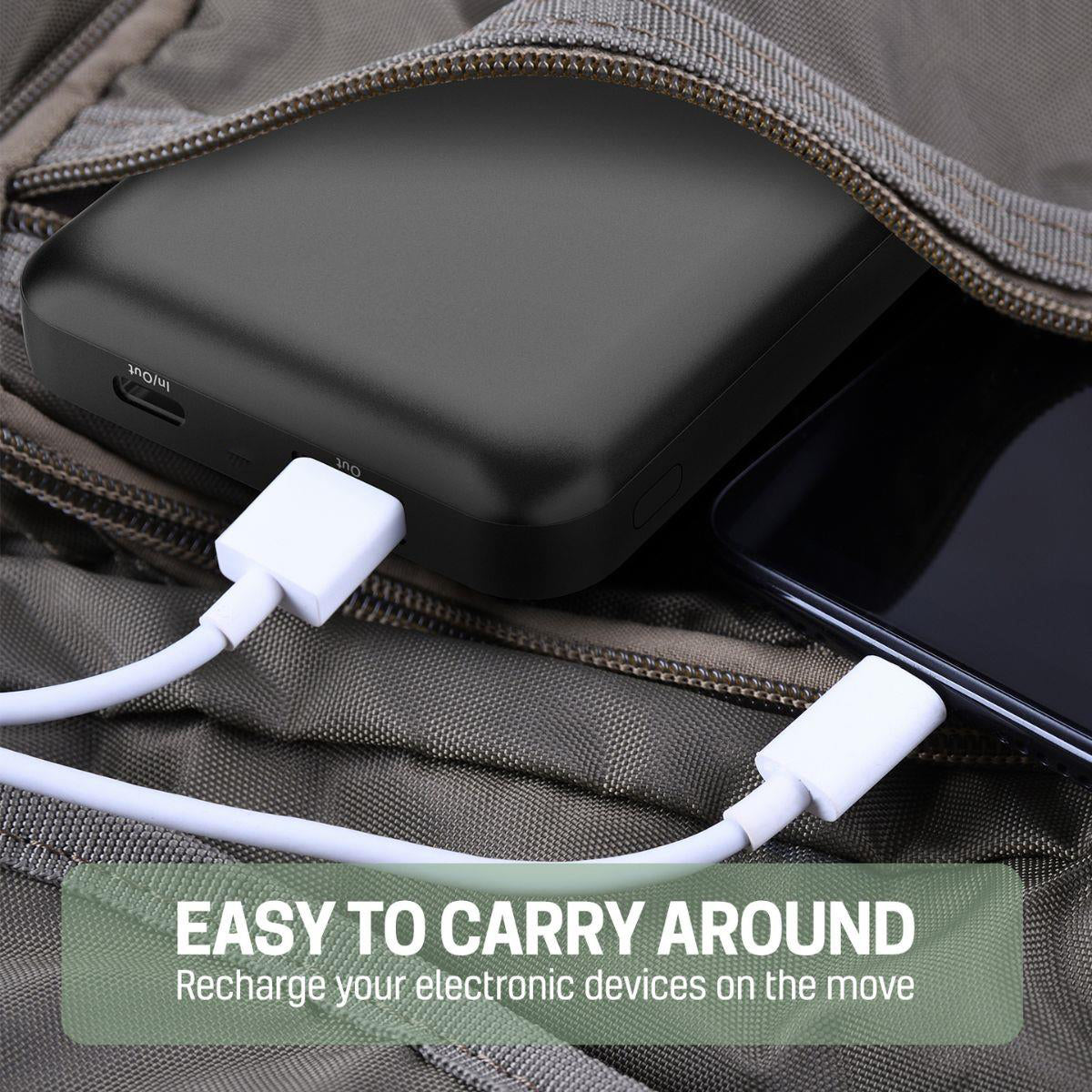 Budi Portable Power Bank 5000mAh, Portable Charger Power Bank with Folding Multi-Functional Box, Fast Charging Power Bank with 3 Ports (Lightning, Type-C, Micro USB) for iPhone/Smartphone