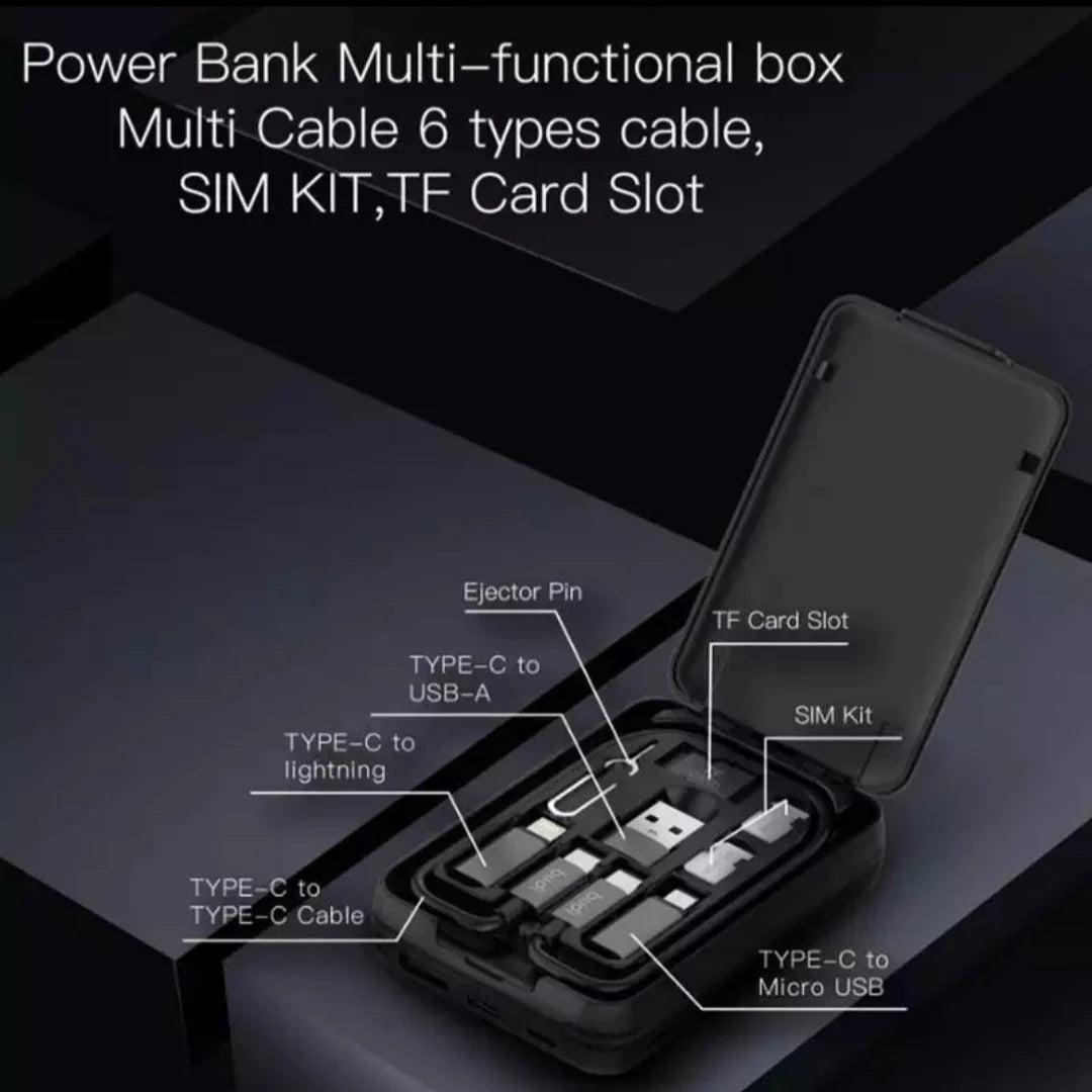 Budi Portable Power Bank 5000mAh, Portable Charger Power Bank with Folding Multi-Functional Box, Fast Charging Power Bank with 3 Ports (Lightning, Type-C, Micro USB) for iPhone/Smartphone