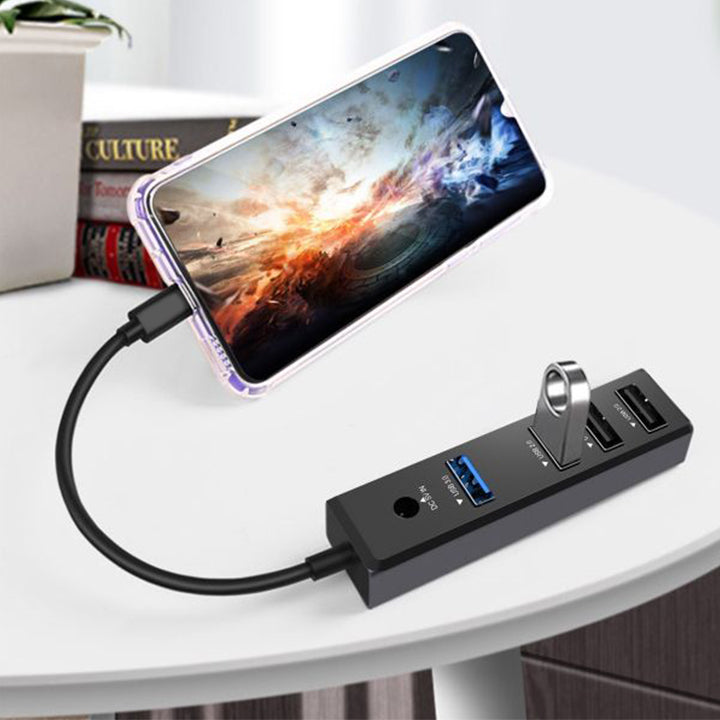 PhoneBits Type C Hub with DC 5V Input, USB C Multifunctional Port, USB C to USB 2.0 Hub