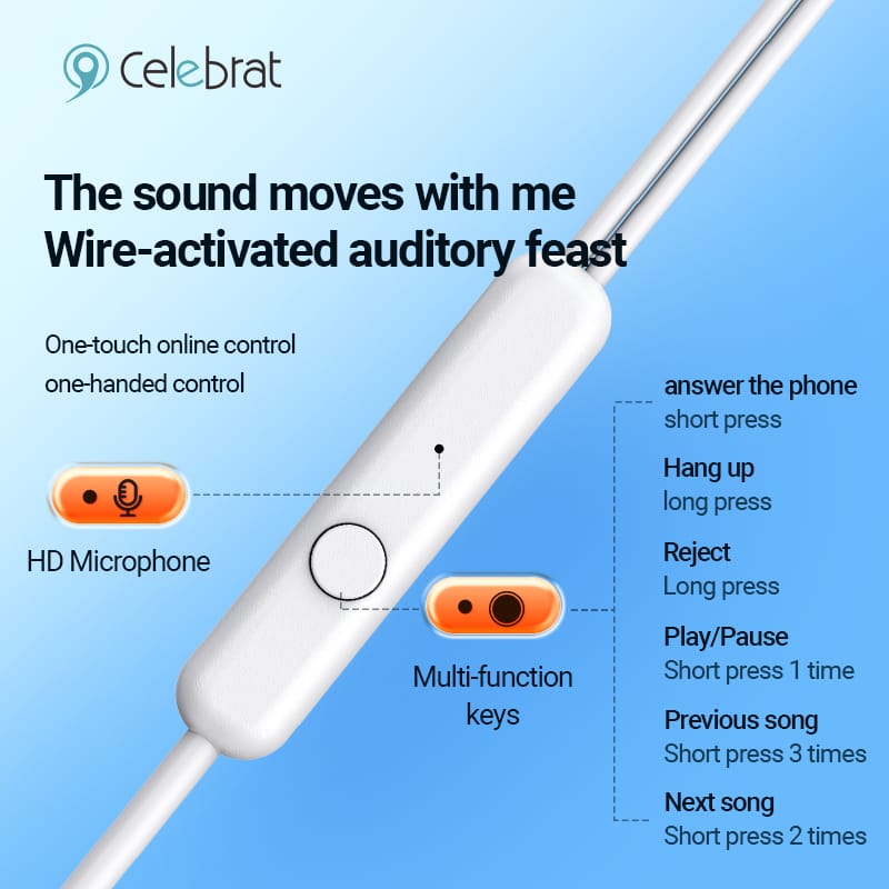 PhoneBits Smart Wired Earphone with Mic, AUX Wired Music Earphones, Noise Isolating Handsfree