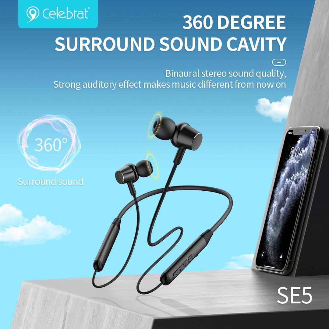 PhoneBits Premium Wireless Neckband Earphones, Stereo Music Bluetooth Earphones, Wireless Bluetooth Earphones with Mic