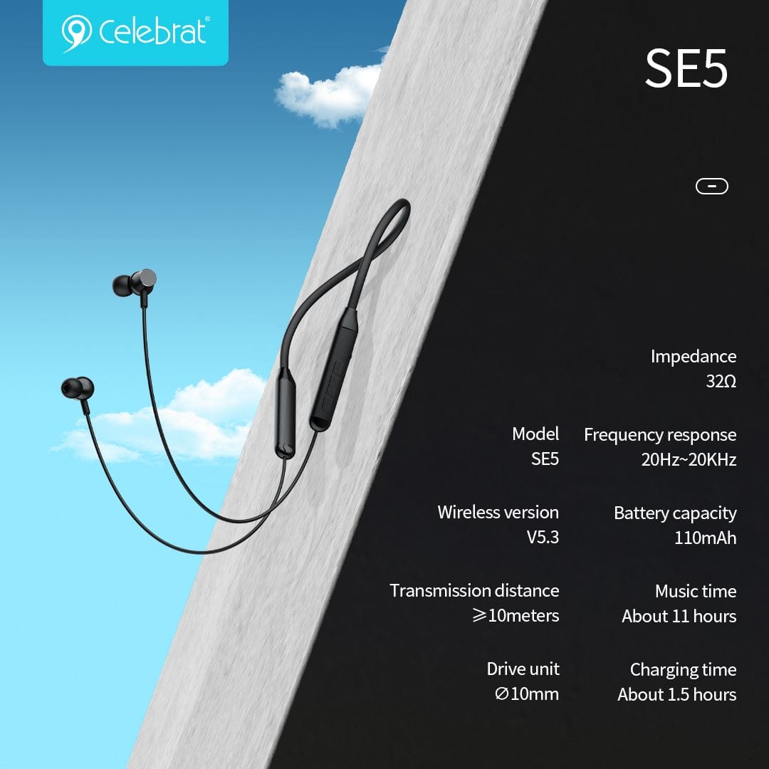 PhoneBits Premium Wireless Neckband Earphones, Stereo Music Bluetooth Earphones, Wireless Bluetooth Earphones with Mic