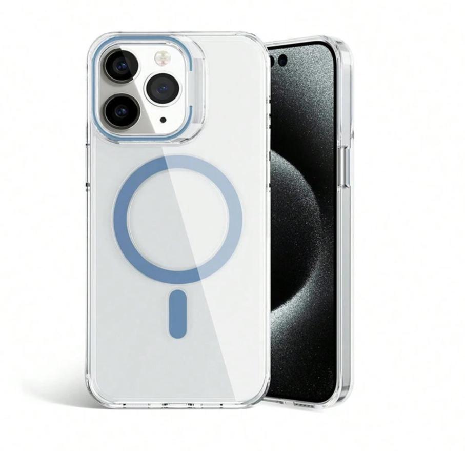 PhoneBits Crystal Clear MagSafe Case for iPhone, TPU Transparent Shockproof iPhone Case Compatible with iPhone MagSafe Chargers, Protective Magnetic Phone Case Cover with Colorful Camera Edge and Wireless Charging Ring