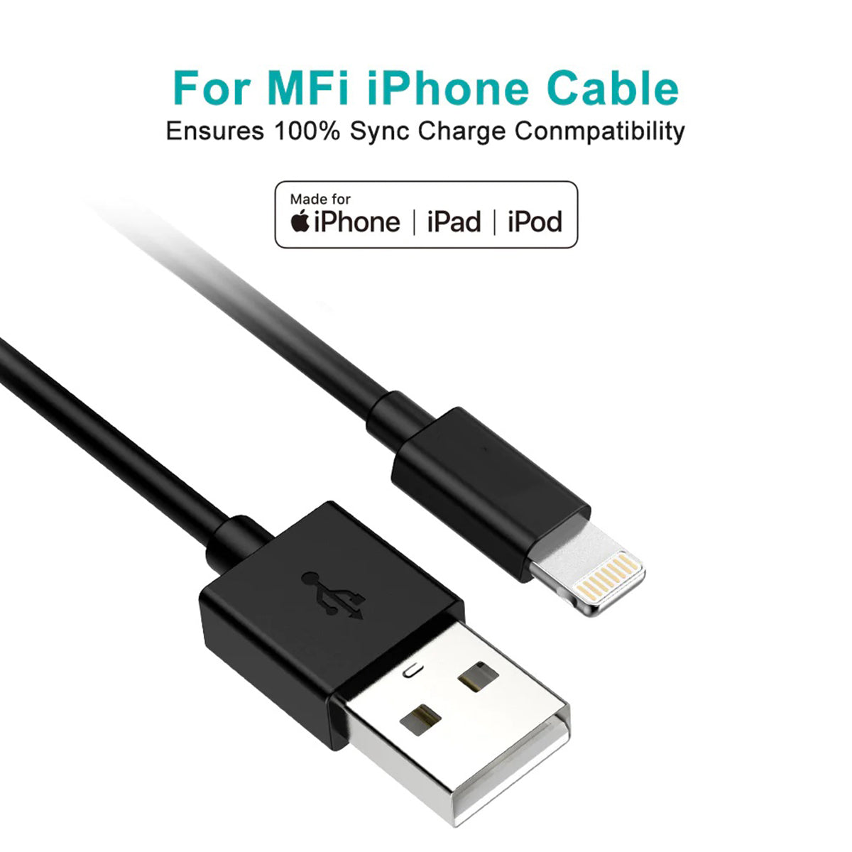 Budi USB to Lightning Charger Cable, Lightning Phone Charging & Data Cable, USB to iPhone Charging Adapter Cable, Fast USB to Lightning Charger Cord & Data Sync Cable for iPhone