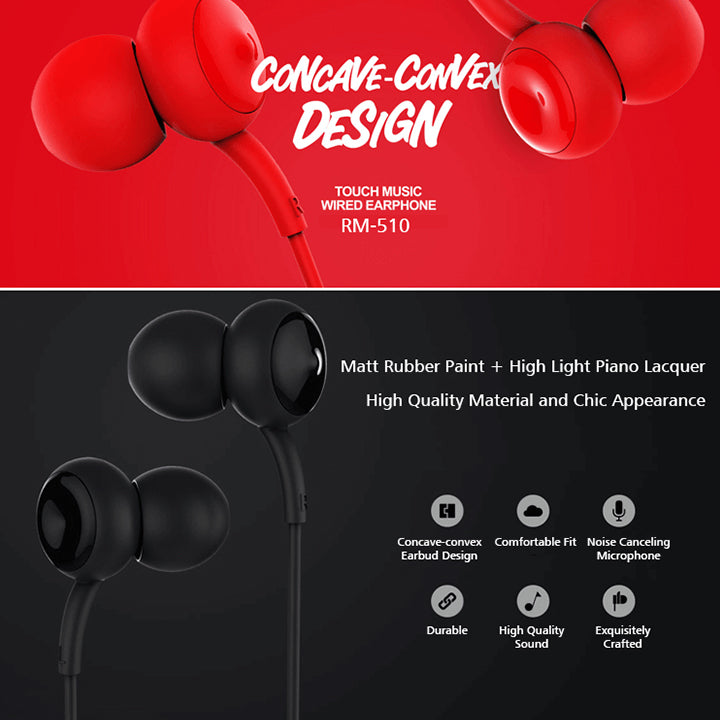Remax In Ear HD Music Wired Earphones, Wired Sports Earphones with Mic, Wired In Ear Stereo Music Earphones, Noise Isolating Earphones
