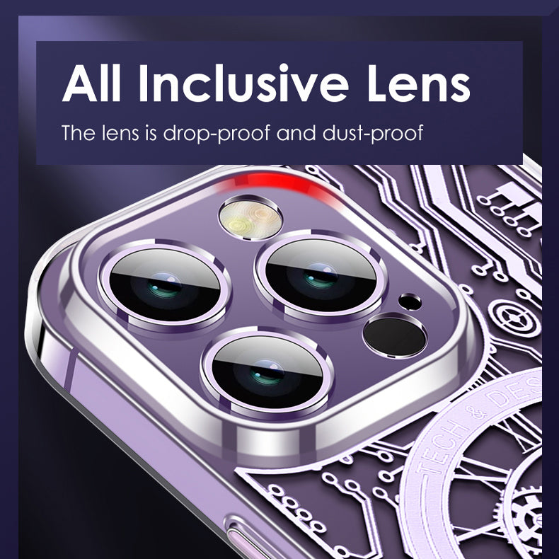 PhoneBits Luxury Mechanical Printed MagSafe Case for iPhone with Camera Lens Protection, Protective Shockproof iPhone Case Compatible with MagSafe Chargers, Magnetic Wireless Charging Mobile Phone Back Case Cover