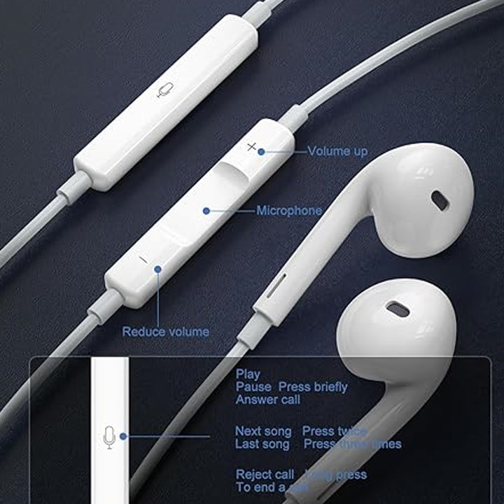 PhoneBits Smart Wired Earphone with Mic, AUX Wired Music Earphones, Noise Isolating Handsfree