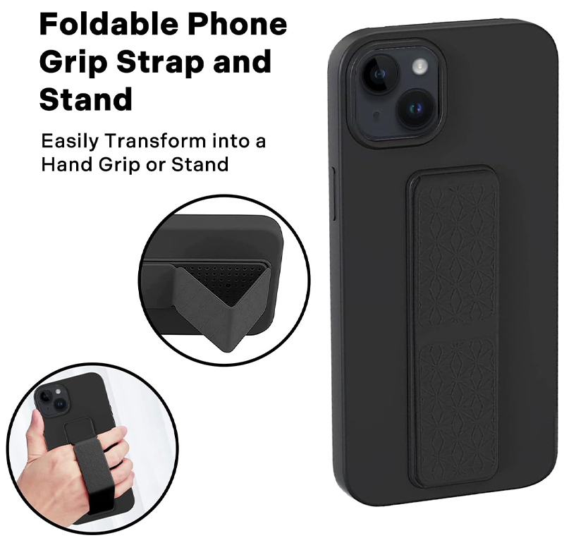 PhoneBits TPU Silicone Samsung S Series Case with Holder & Chromed Camera Edge, Ultra Protective Shockproof Samsung Holder Case with Foldable Grip Strap & Stand, Mobile Samsung Phone Holder Case with Kickstand, Back Samsung Case Cover with Stand