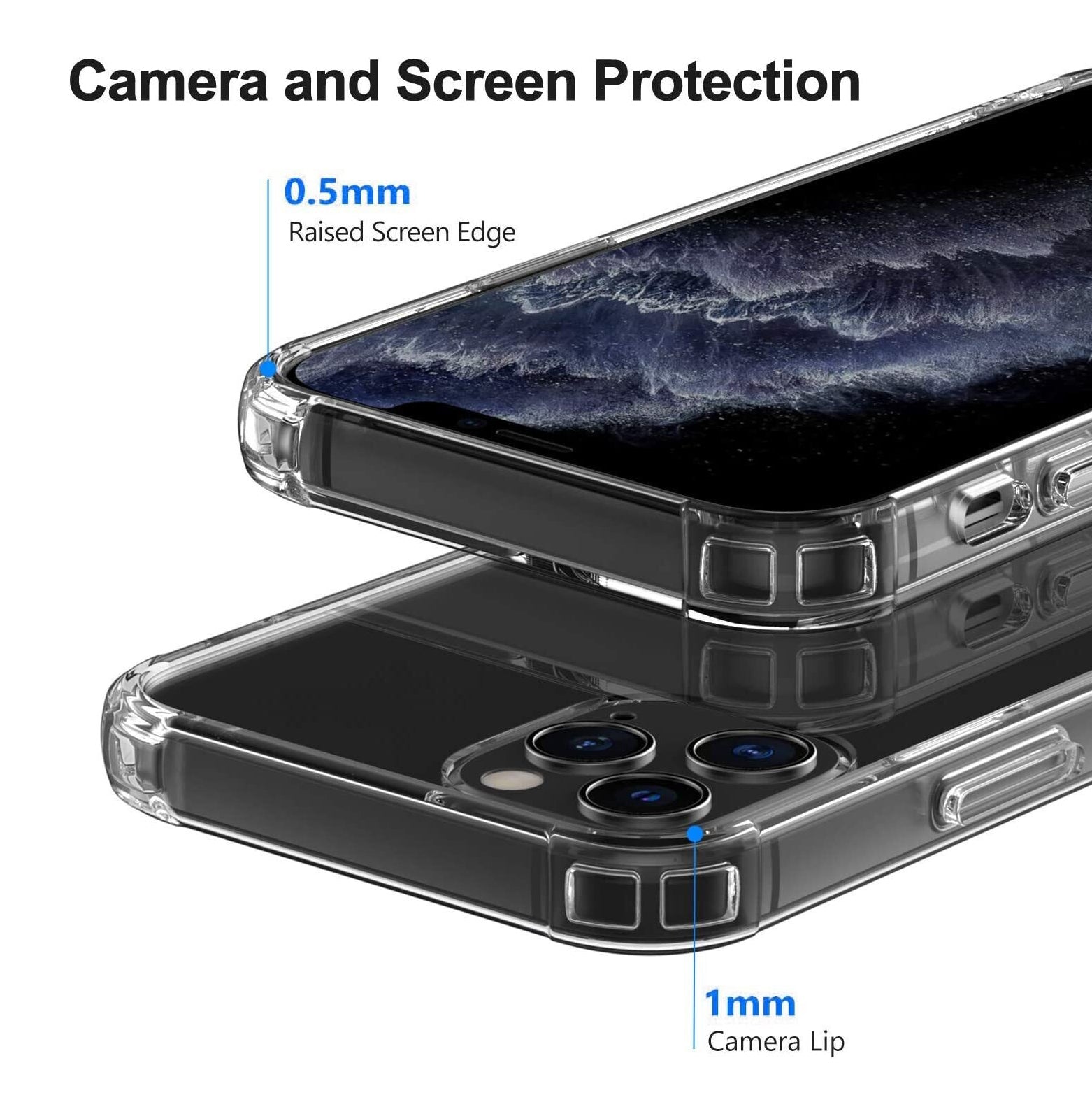 PhoneBits Slim Crystal Clear Gorilla iPhone Case, Armor Shockproof iPhone Case Compatible with Wireless Chargers, Transparent Magnetic Mobile Phone Case, Back Clear Case Cover