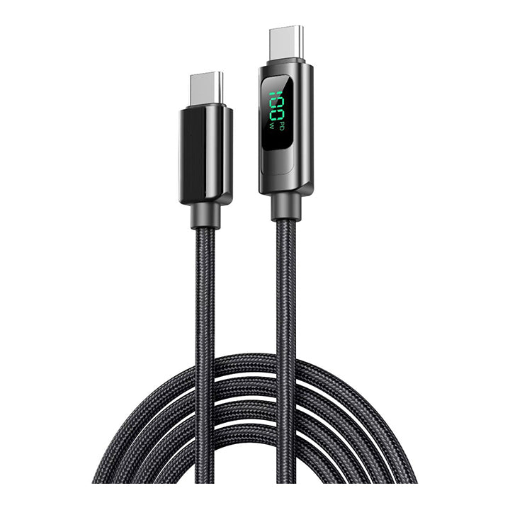 PhoneBits USB C to USB C Data Cable & Charger Cord, PD Fast Charging Braided Type C to Type C Charger Cable with Digital Display, USB C Charger Cable Adapter, Phone Type C to USB C Charging Sync Cable