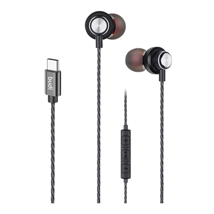 Budi Wired Earphones, Handsfree with Mic, In Ear Wired Earphones with Type C Connector, Noise Isolating Handsfree