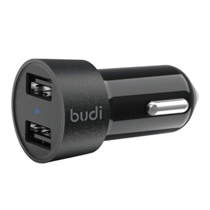 Budi USB Car Charger, Dual USB-A Ports In Car Charger Socket with Lightning/USB-C/Micro USB Cable, Fast Charging Car Phone Charger with LED Indicator, Power Cable Car Charger Adapter for Cigarette Lighter Socket