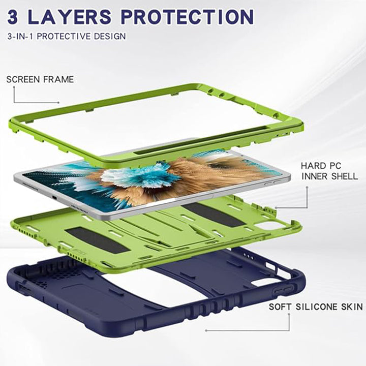 Military Rugged Case with Stand and a Pen Holder for iPad