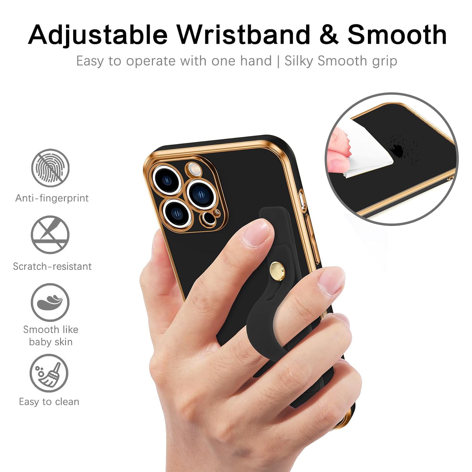 PhoneBits Luxury Soft Silicone Magnetic iPhone Case with Holder & Camera Lens Protection, Protective Shockproof iPhone Case with Wristband Stand Compatible with Wireless Charging, Magnetic Mobile Phone Holder Case, Back Phone Case Cover