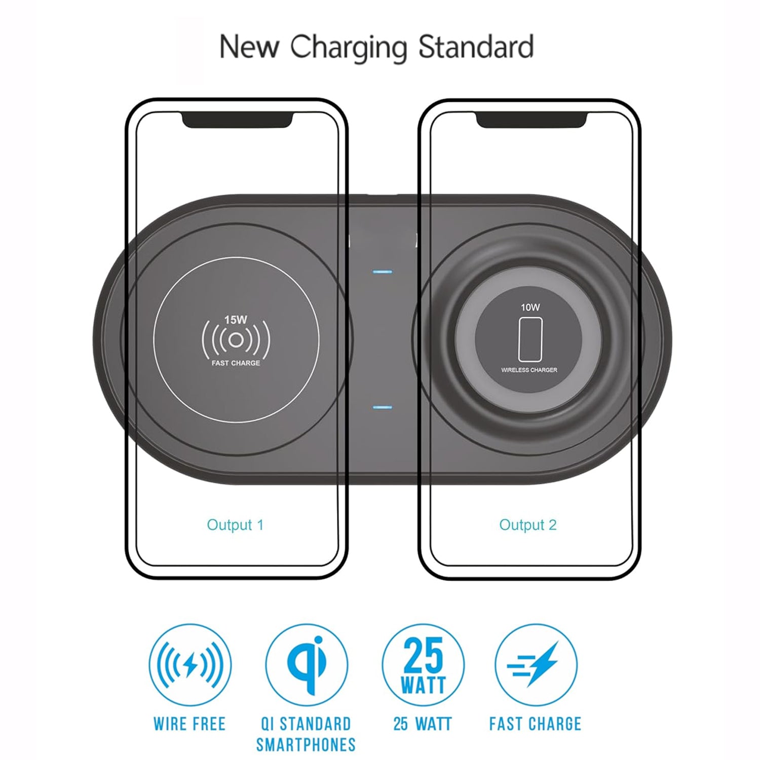 Budi 2 in 1 Wireless Charging Pad, Portable Dual Charging Station