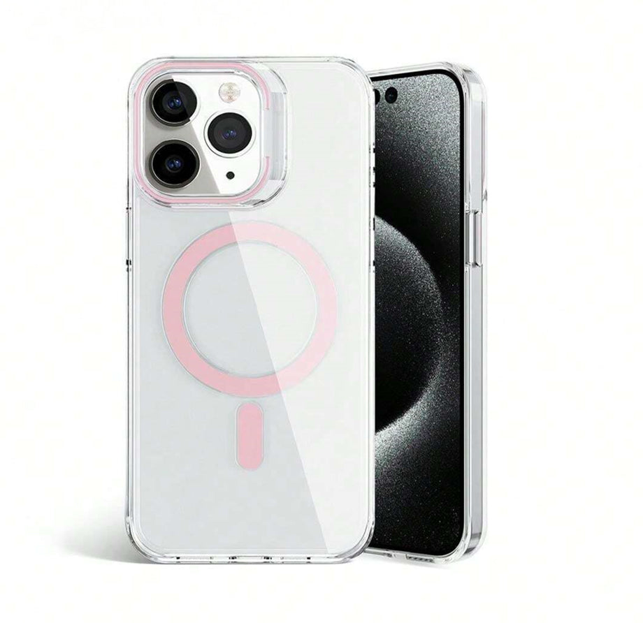 PhoneBits Crystal Clear MagSafe Case for iPhone, TPU Transparent Shockproof iPhone Case Compatible with iPhone MagSafe Chargers, Protective Magnetic Phone Case Cover with Colorful Camera Edge and Wireless Charging Ring