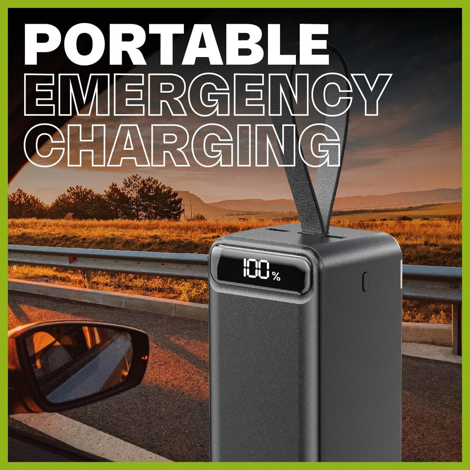 PhoneBits Portable Power Bank 50000mAh, Portable Charger Power Bank with LED Power Display & Holding Strap, Fast Charging Power Bank with Multi USB Ports USB C/ Dual USB A/ Micro for Smartphone/ iPhone