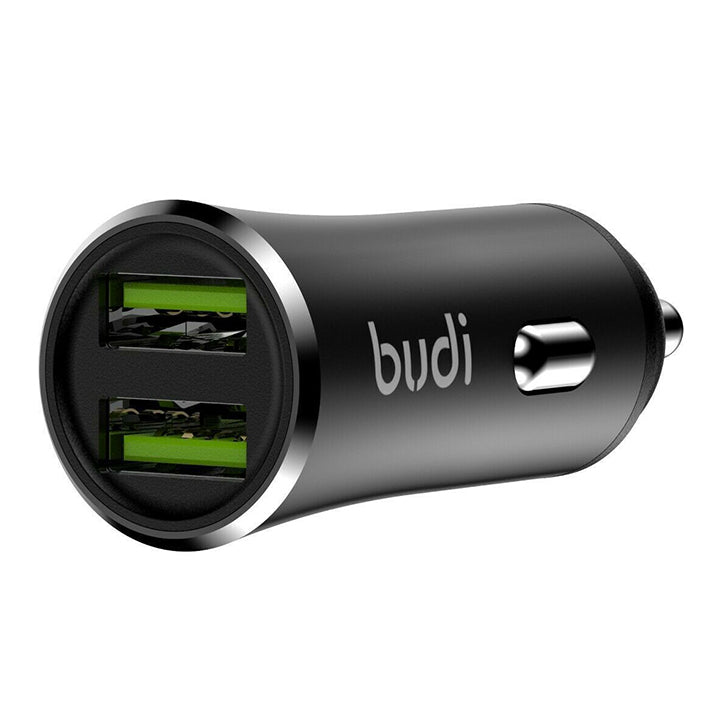 Budi USB Car Charger, Dual USB-A Ports In Car Charger Socket with 3 In 1 Cable Micro USB/Lightning/USB-C, Fast Charging Car Phone Charger, Power Cable Car Charger Adapter for Cigarette Lighter Socket